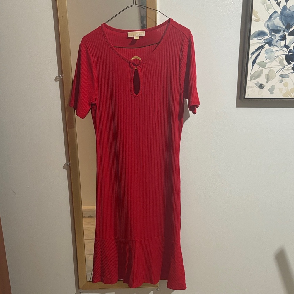 Michael Kors Red Ribbed Dress